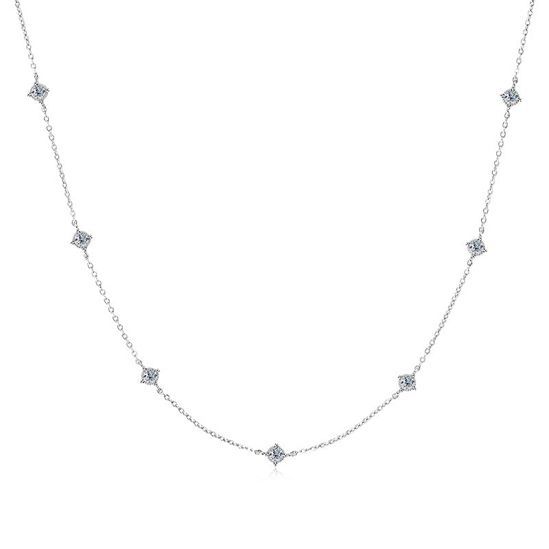 AMOUVA Station Moissanite Necklace in Sterling Silver