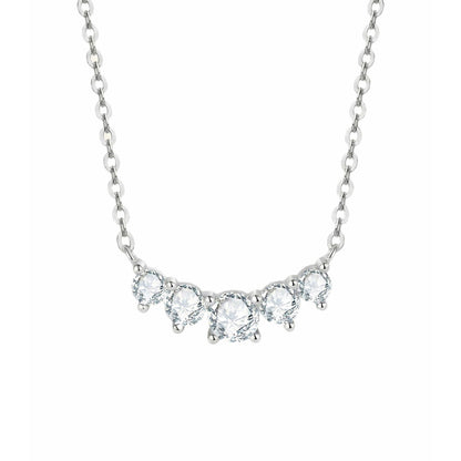 Artisan Smile Moissanite Necklace - S925 Sterling Silver Dainty Collarbone Chain Niche Design for Women