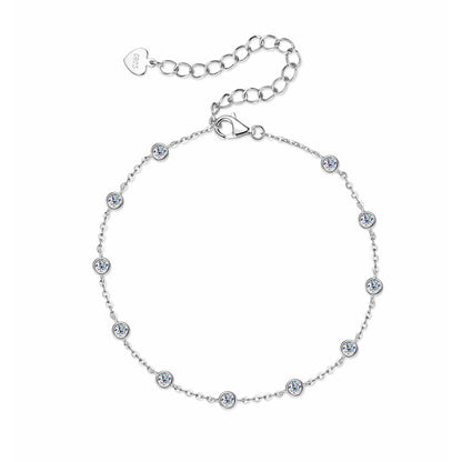 Classic Bezel-Set Moissanite Bracelet - S925 Sterling Silver Minimalist Jewelry