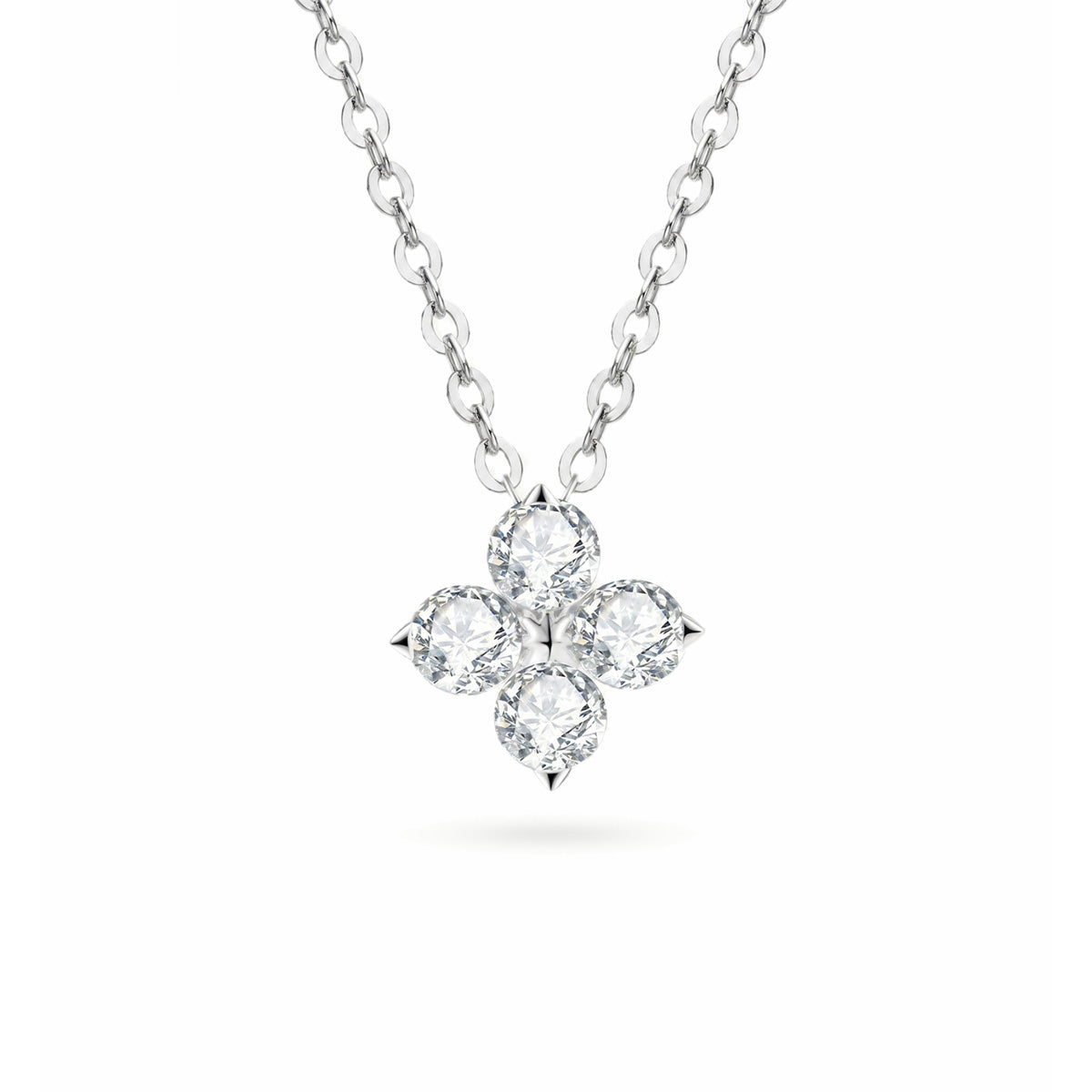 S925 Sterling Silver Four-Leaf Clover Pendant Necklace for Women Sparkly Moissanite Stone