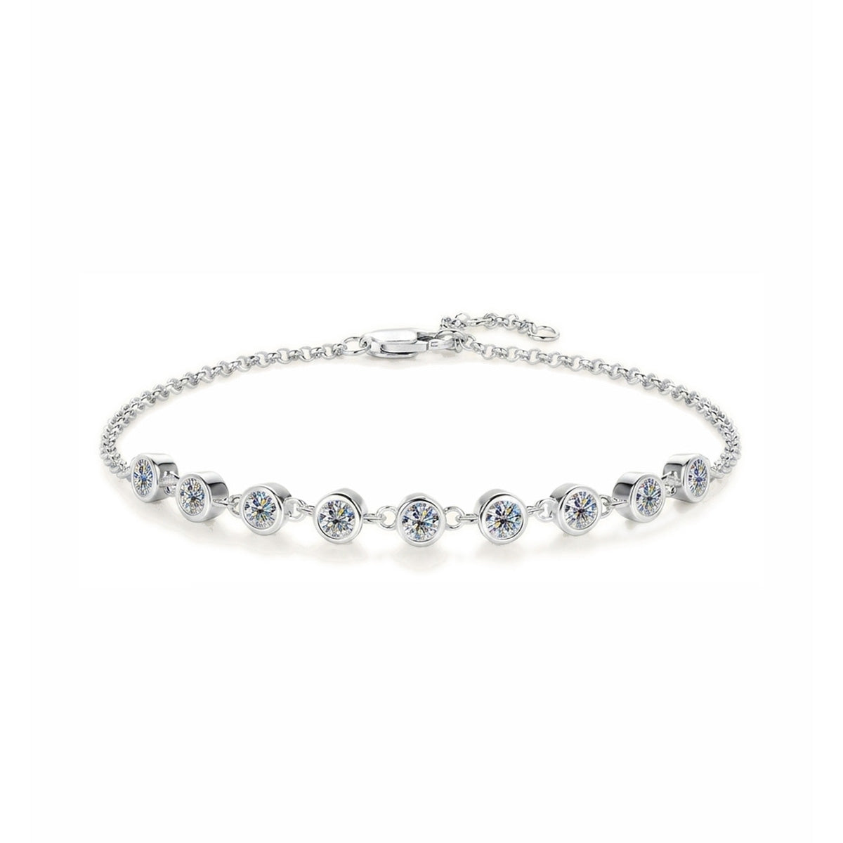 Elegant Bezel-Set Moissanite Station Bracelet - S925 Sterling Silver Quiet Luxury Fine Jewelry
