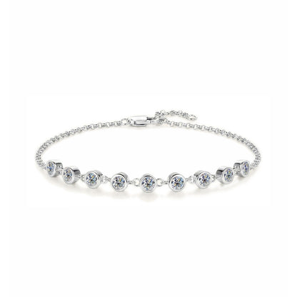 Elegant Bezel-Set Moissanite Station Bracelet - S925 Sterling Silver Quiet Luxury Fine Jewelry