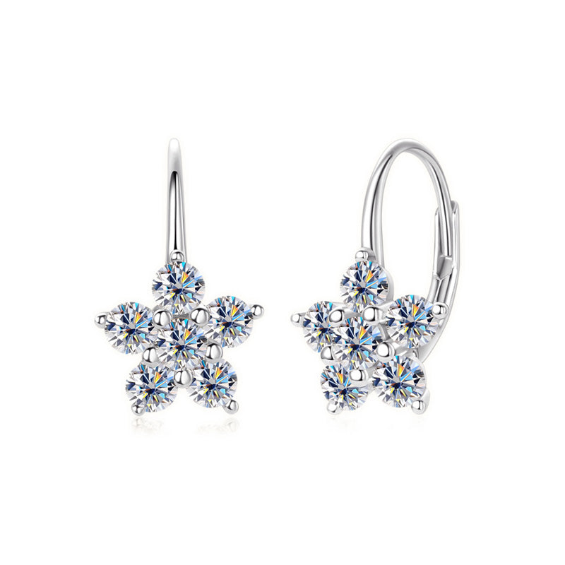 Sparkling Snow Leverback Silver Earrings