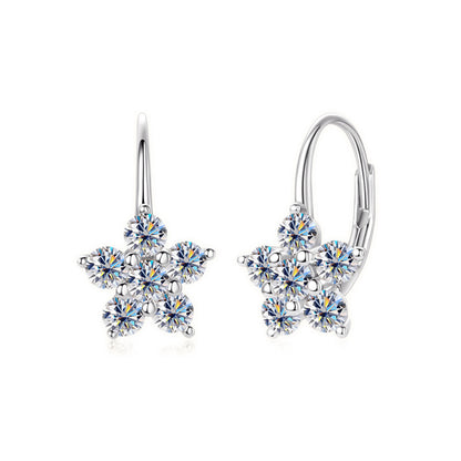Sparkling Snow Leverback Silver Earrings