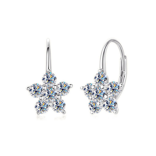 Sparkling Snow Leverback Silver Earrings