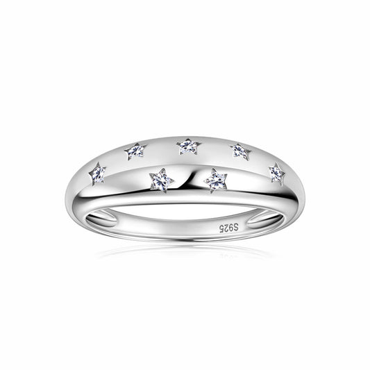 Celestial Starry Moissanite Ring - S925 Sterling Silver Gold Plated Niche Design Index Finger Band for Women
