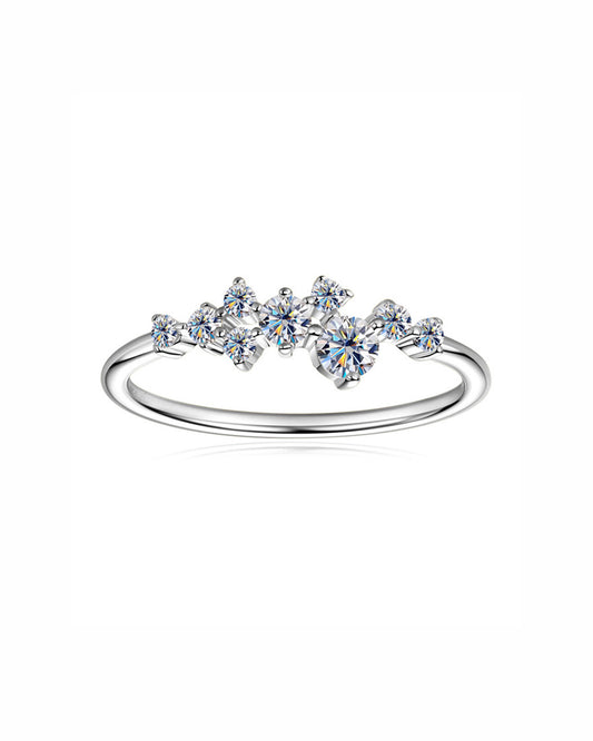 Unique Starry Sky Moissanite Cluster Ring - S925 Sterling Silver Niche Design Fine Jewelry for Women