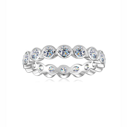 Minimalist Bubble Stackable Band Bezel Sterling Silver Ring | Hand-set Moissanite
