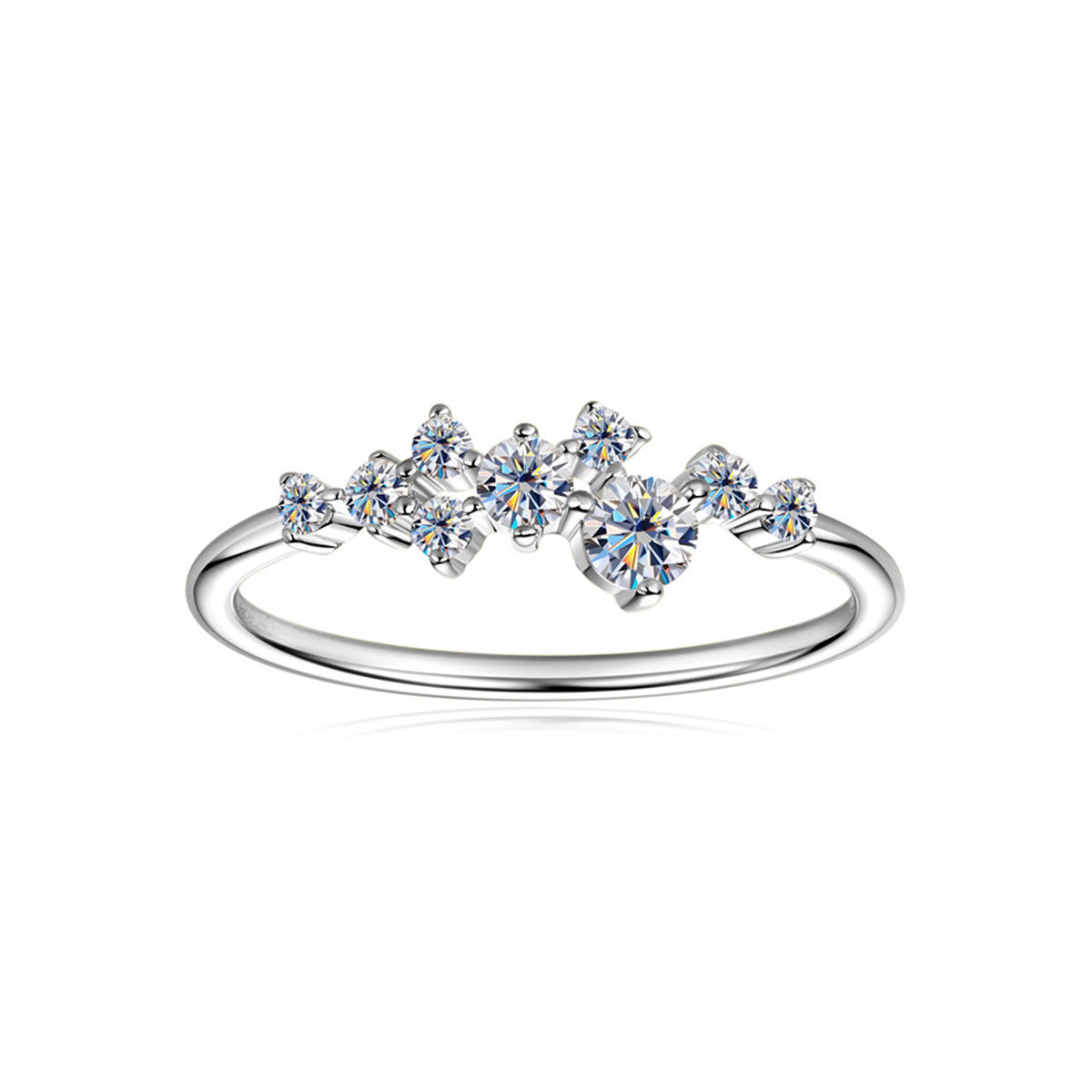 Unique Starry Sky Moissanite Cluster Ring - S925 Sterling Silver Niche Design Fine Jewelry for Women