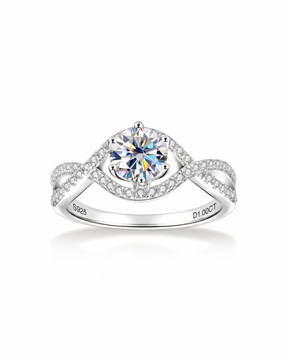 Classic 1-Carat Six-Prong Moissanite Engagement Ring - S925 Sterling Silver Twisted Band for Women