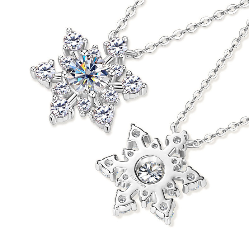 Winter's Kiss Snowflake Moissanite Silver Necklace