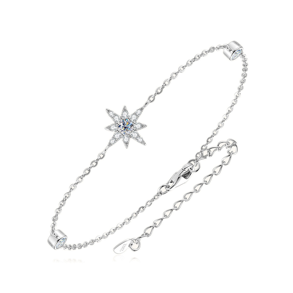 Elegant Eight-Pointed Star Moissanite Bracelet