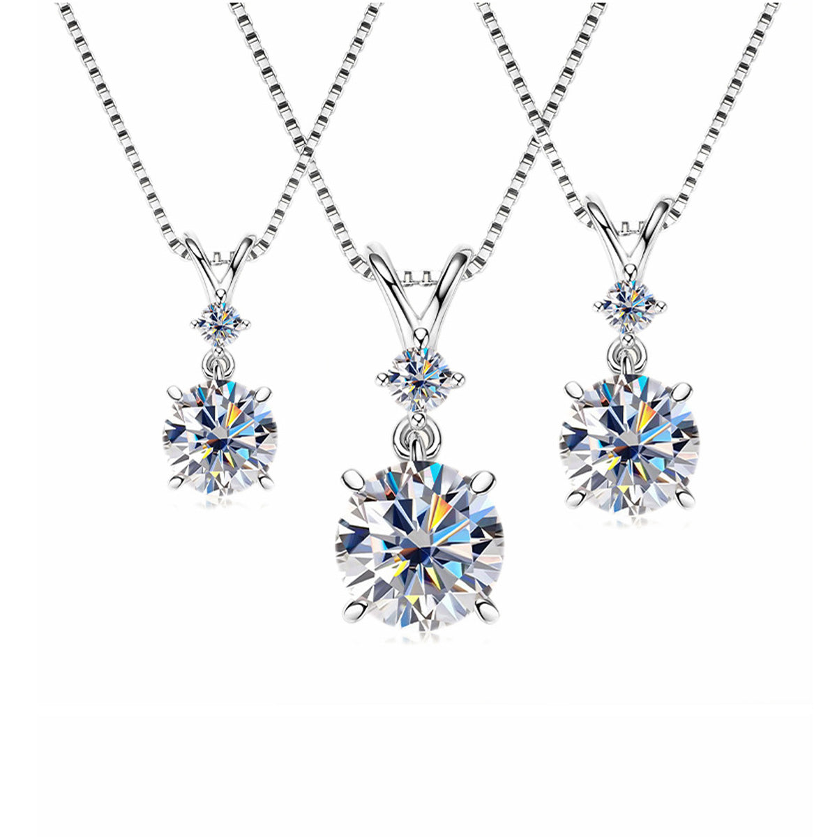 925 Sterling Silver Moissanite Pendant Necklace Dainty Sparkly Diamond-Cut Moissanite Jewelry Anniversary Gift  for Women