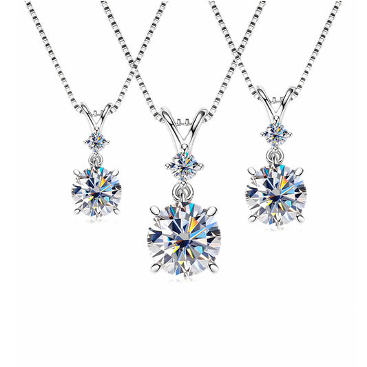 925 Sterling Silver Moissanite Pendant Necklace Dainty Sparkly Diamond-Cut Moissanite Jewelry Anniversary Gift  for Women