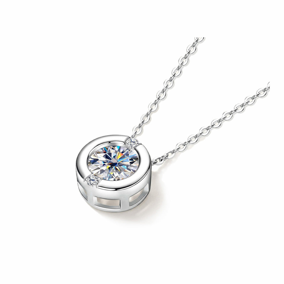 French Bubble Moissanite Necklace - S925 Sterling Silver Sparkling Solitaire Pendant