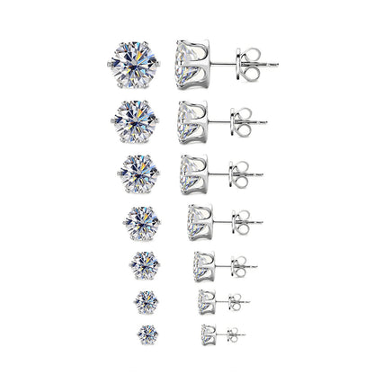 Minimalist 6-Prong Moissanite Studs - Sleek S925 Silver Everyday Fine Jewelry