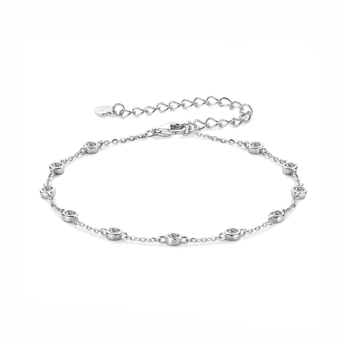 Classic Bezel-Set Moissanite Bracelet - S925 Sterling Silver Minimalist Jewelry