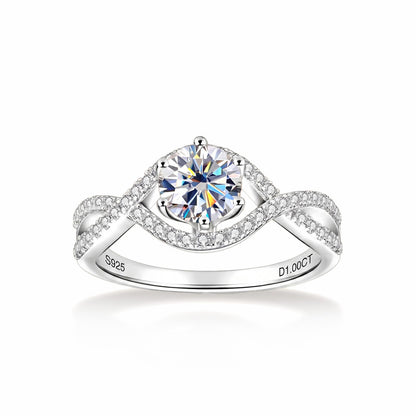 Classic 1-Carat Six-Prong Moissanite Engagement Ring - S925 Sterling Silver Twisted Band for Women