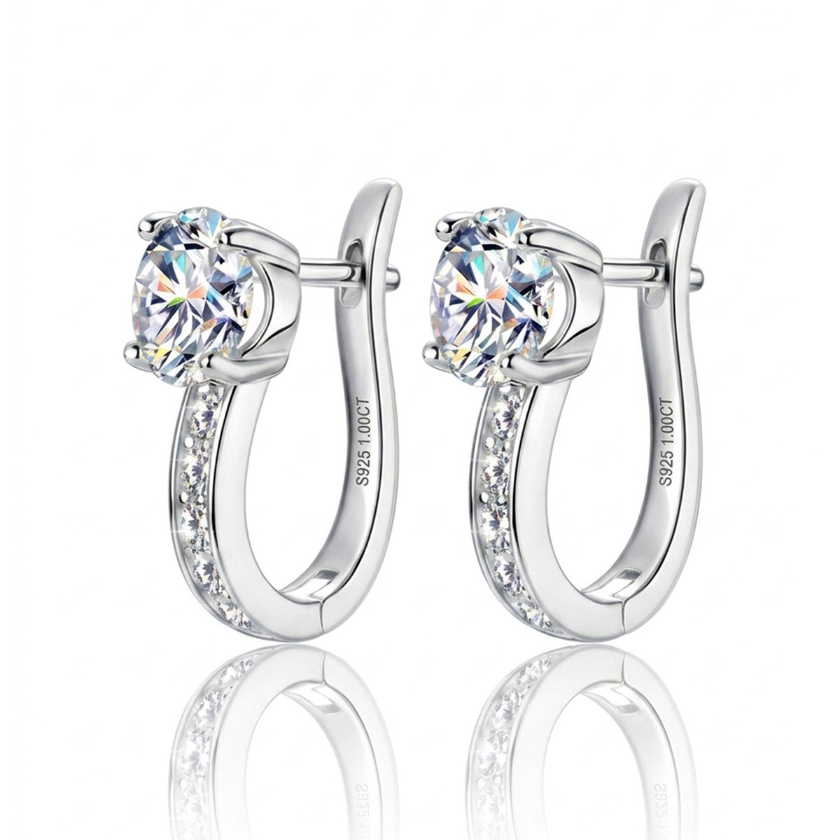 Chic Micro-Pave Moissanite Hoop Earrings - S925 Sterling Silver Niche Design Solitaire Ear Buckles for Women