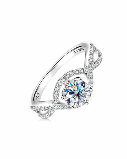 Classic 1-Carat Six-Prong Moissanite Engagement Ring - S925 Sterling Silver Twisted Band for Women