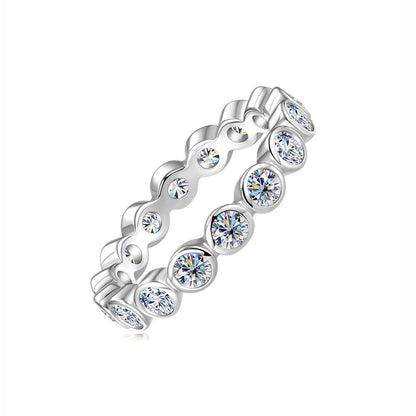 Minimalist Bubble Stackable Band Bezel Sterling Silver Ring | Hand-set Moissanite