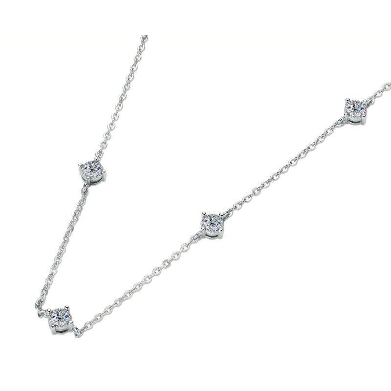 AMOUVA Station Moissanite Necklace in Sterling Silver
