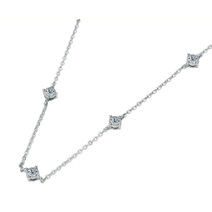 AMOUVA Station Moissanite Necklace in Sterling Silver