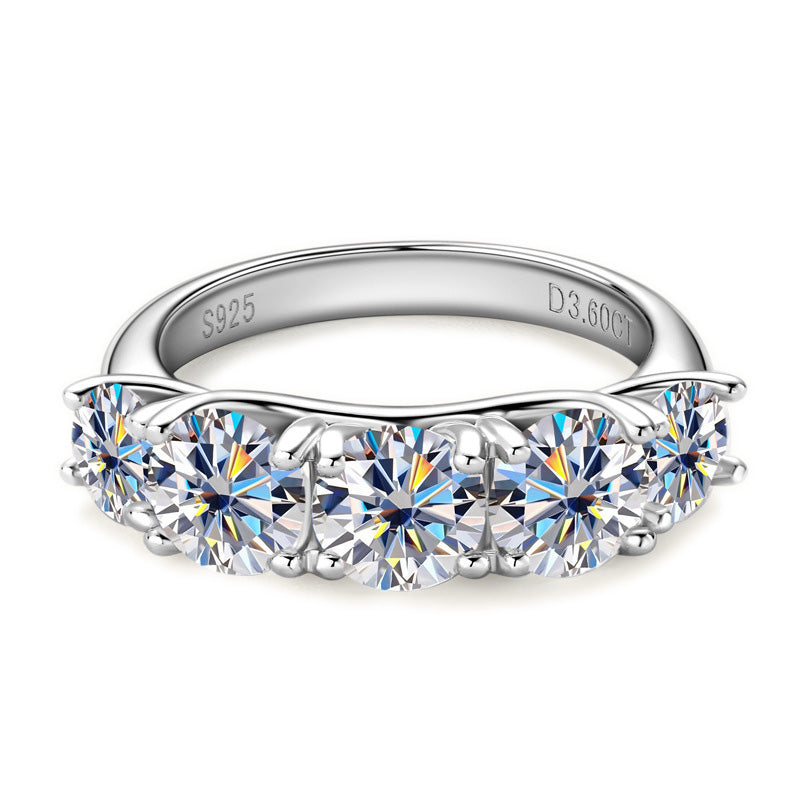 Brilliant 3.6ct Five-Stone Moissanite Eternity Ring