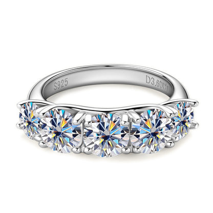 Brilliant 3.6ct Five-Stone Moissanite Eternity Ring