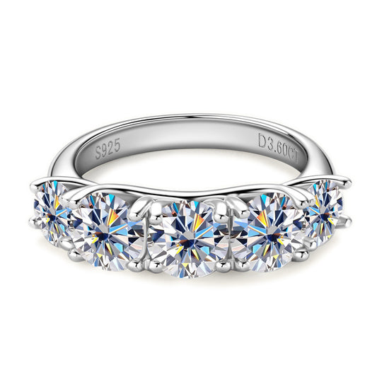 Brilliant 3.6ct Five-Stone Moissanite Eternity Ring