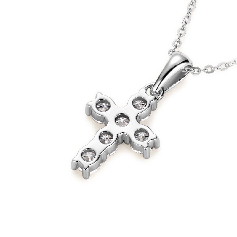 Moissanite Cross Pendant Silver Necklace D VVS1