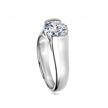Half-Bezel Moissanite Solitaire Ring in 925 Sterling Silver