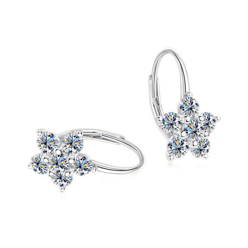 Sparkling Snow Leverback Silver Earrings