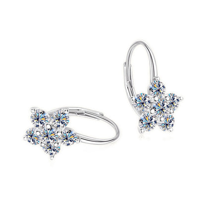 Sparkling Snow Leverback Silver Earrings