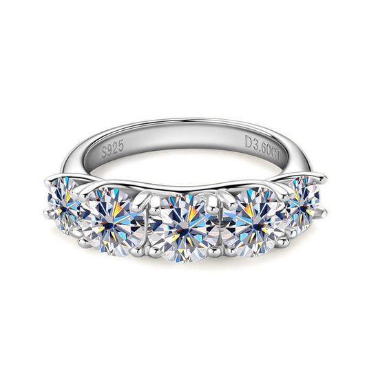 Brilliant 3.6ct Five-Stone Moissanite Eternity Ring