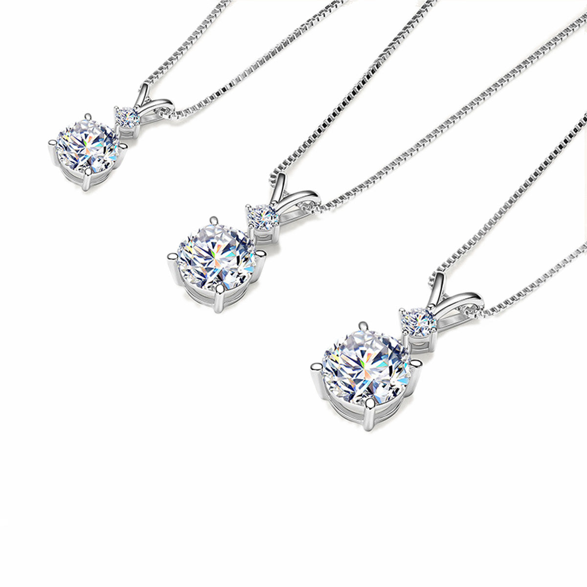 925 Sterling Silver Moissanite Pendant Necklace Dainty Sparkly Diamond-Cut Moissanite Jewelry Anniversary Gift  for Women