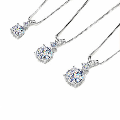 925 Sterling Silver Moissanite Pendant Necklace Dainty Sparkly Diamond-Cut Moissanite Jewelry Anniversary Gift  for Women