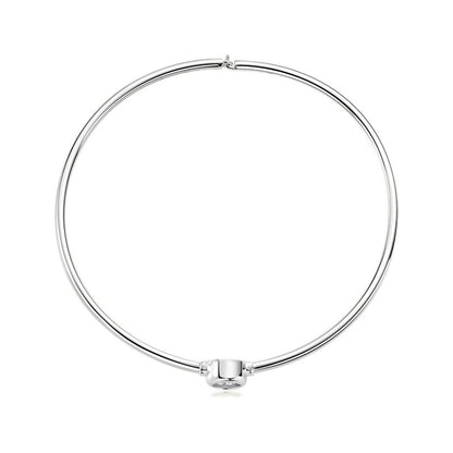 Minimalist Bezel-Set Moissanite Silver Bangle