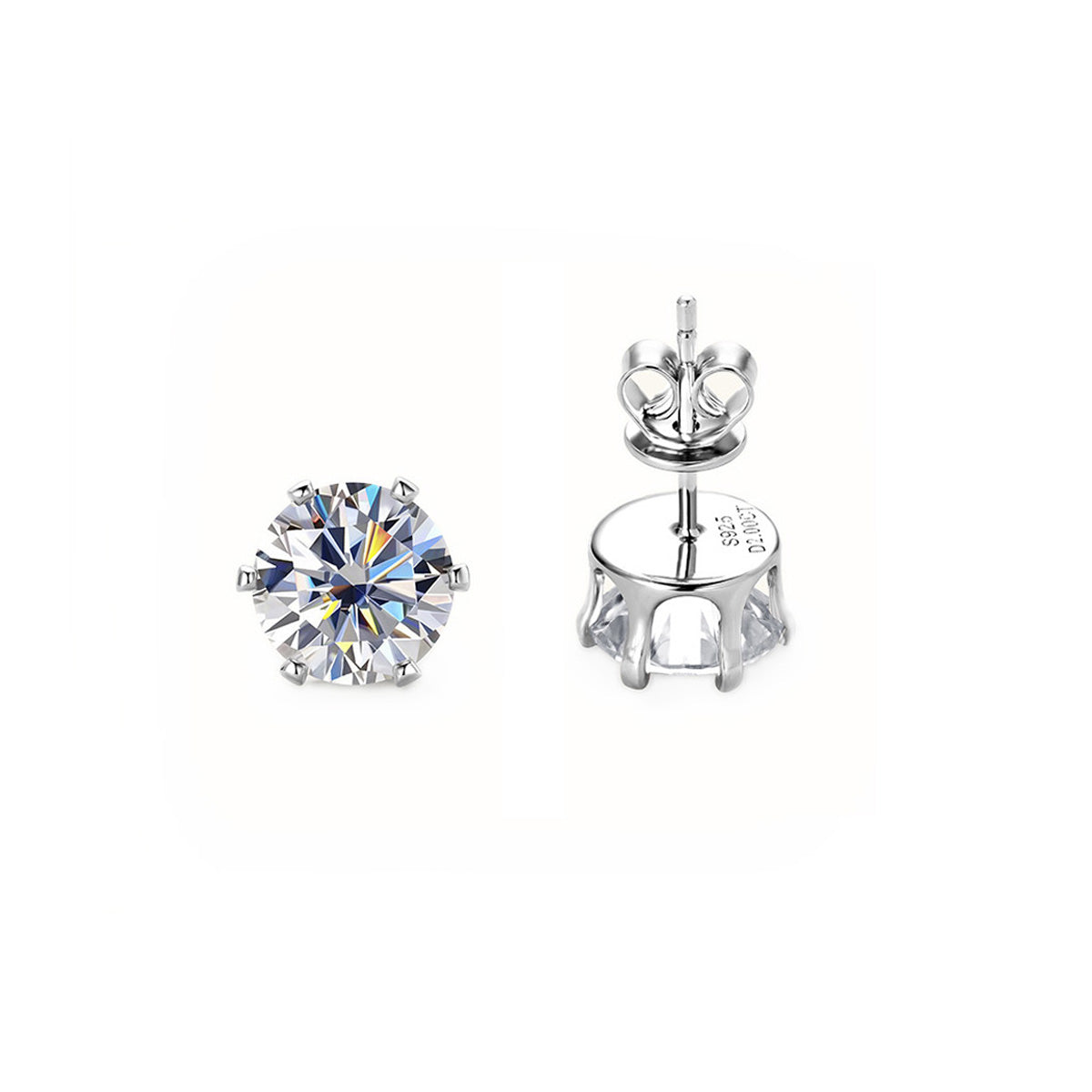 Minimalist 6-Prong Moissanite Studs - Sleek S925 Silver Everyday Fine Jewelry
