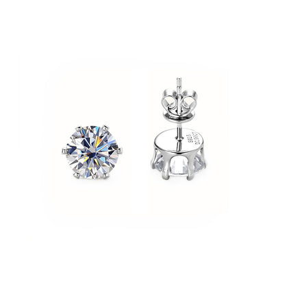 Minimalist 6-Prong Moissanite Studs - Sleek S925 Silver Everyday Fine Jewelry