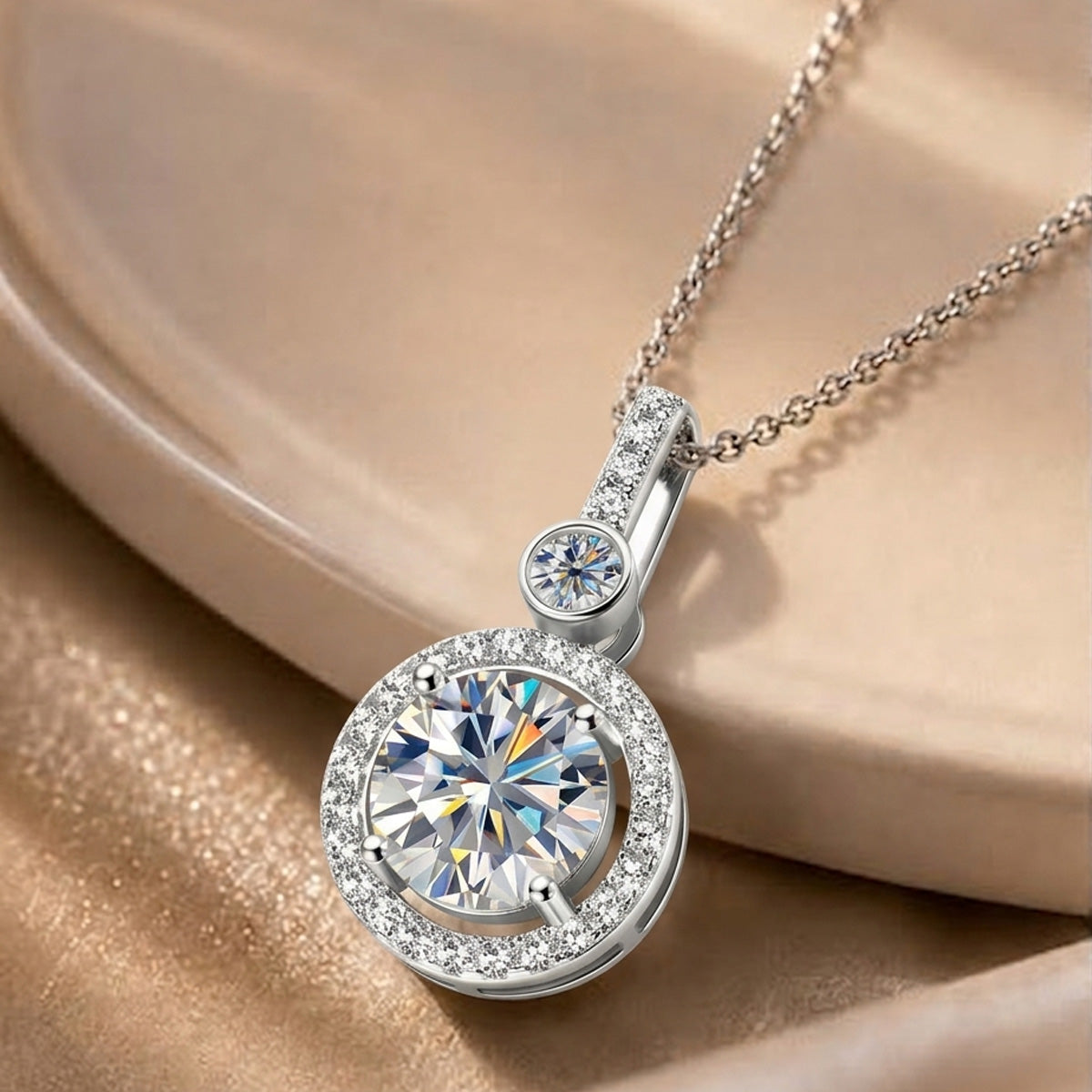Round  Moissanite Pendant Necklace