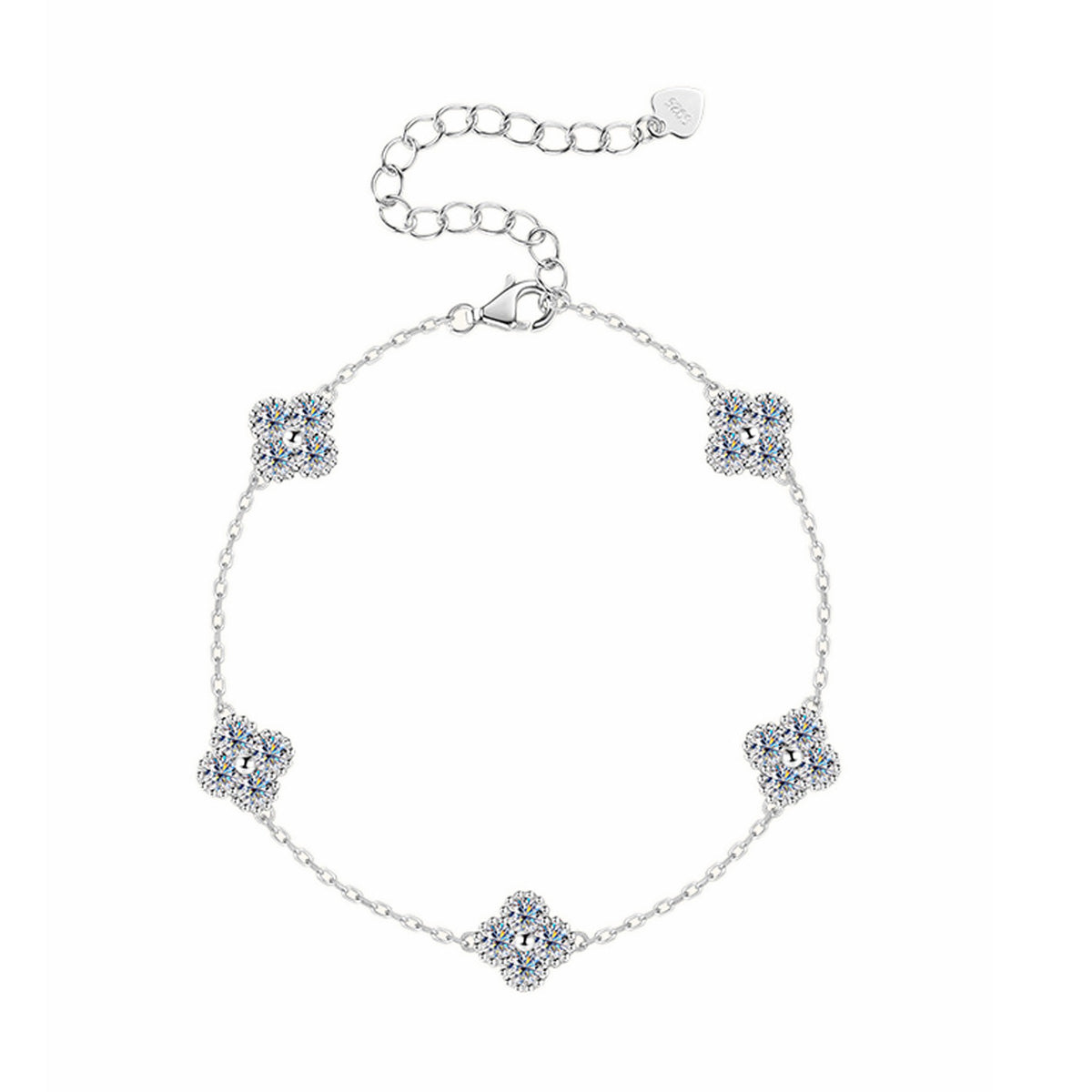 Elegant Four-Leaf Clover Moissanite Bracelet - S925 Sterling Silver Niche Design Fine Jewelry