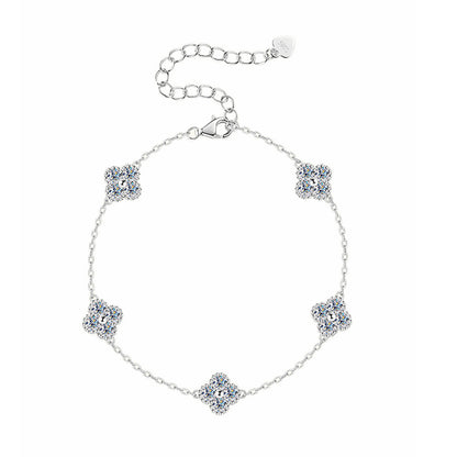 Elegant Four-Leaf Clover Moissanite Bracelet - S925 Sterling Silver Niche Design Fine Jewelry