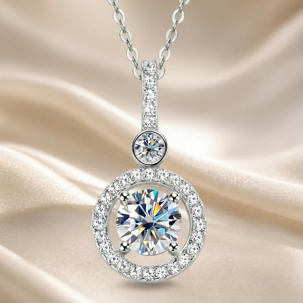 Round  Moissanite Pendant Necklace