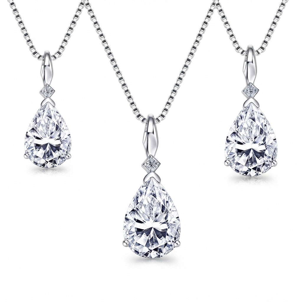Dazzling Pear Moissanite Solitaire Necklace