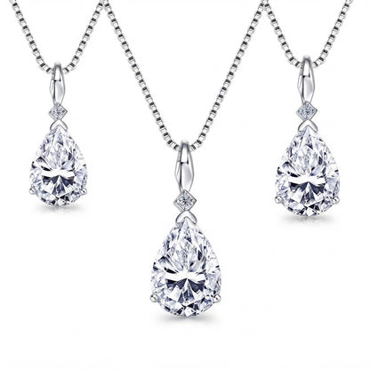 Dazzling Pear Moissanite Solitaire Necklace