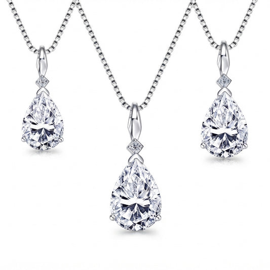 Dazzling Pear Moissanite Solitaire Necklace