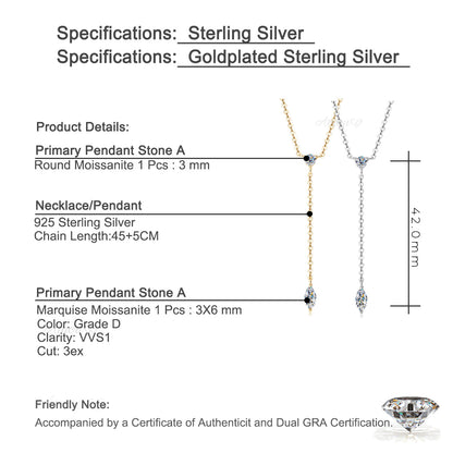 Marquise Y-Drop Moissanite Necklace