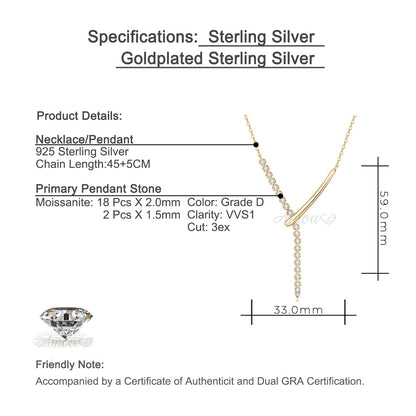 AMOUVA Geometric Moissanite Lariat Necklace