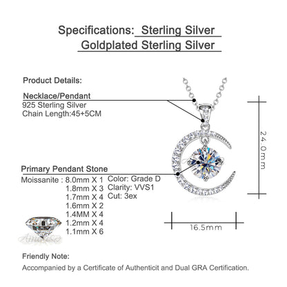 Celestial Sun & Moon Twisted Fate Moissanite Necklace